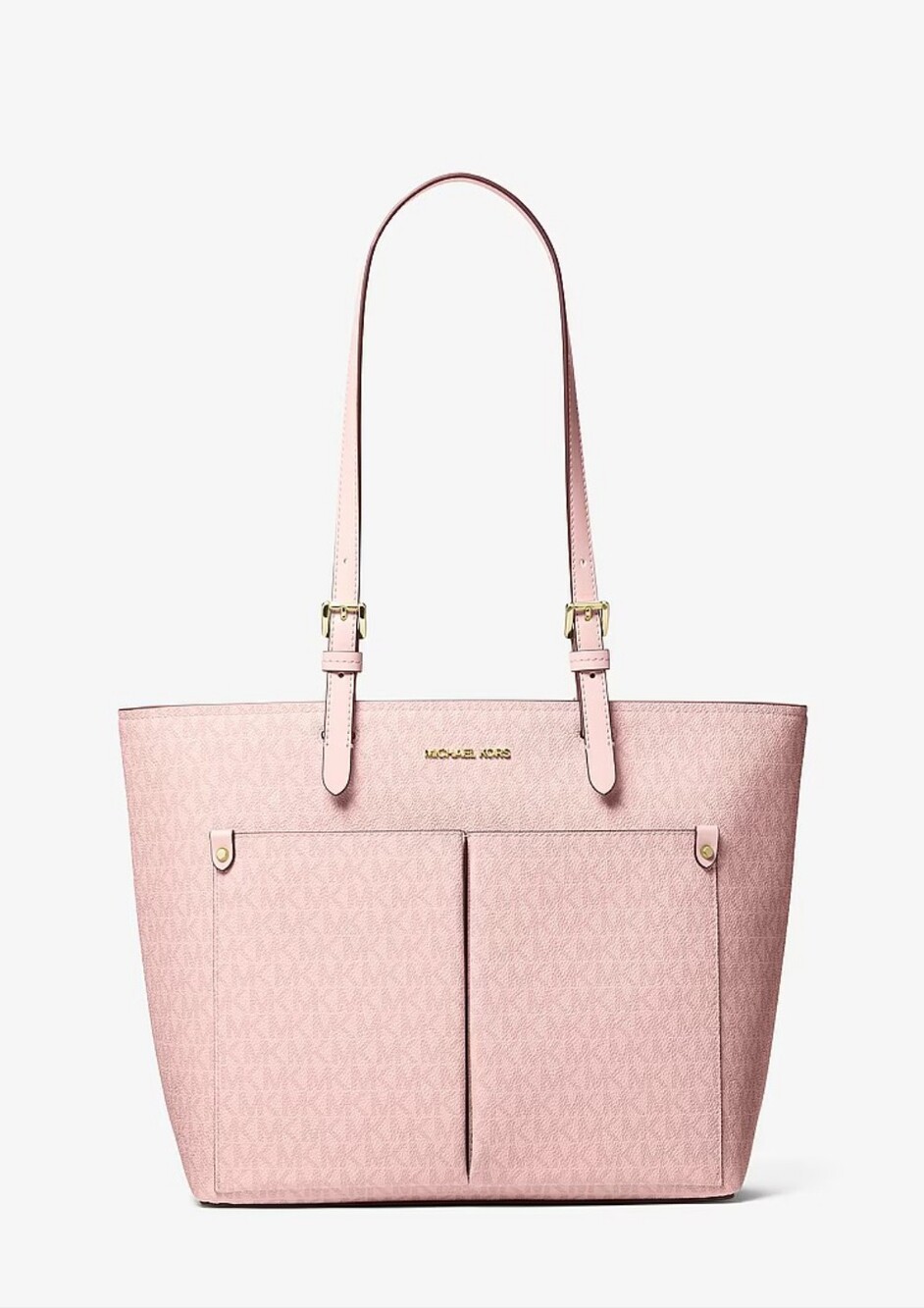 MICHAEL KORS Blush Pink Jet Set Medium Logo Pocket Tote Bag